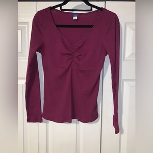 Old Navy Purple Long Sleeve Ribbed Top in Purple Size L